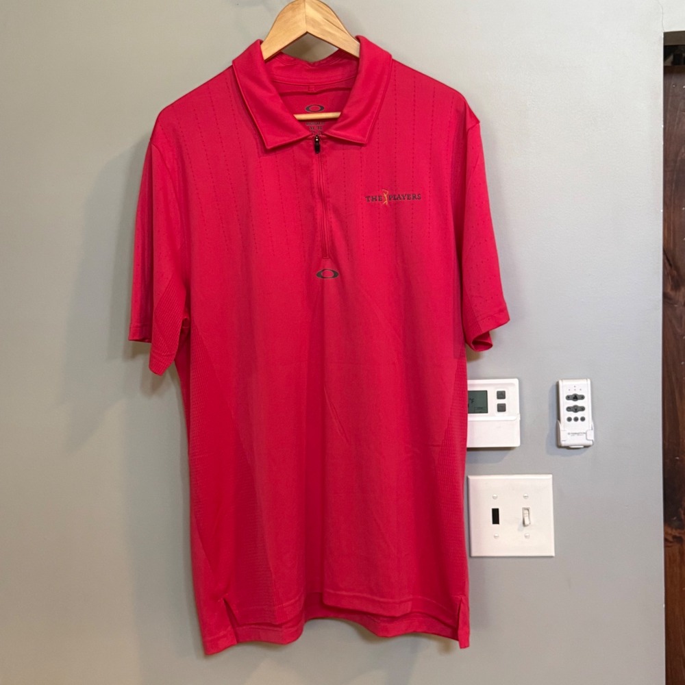 Oakley Mens Pink The Players Golf Polo Shirt Quarter Zip Regular Fit XL 6585